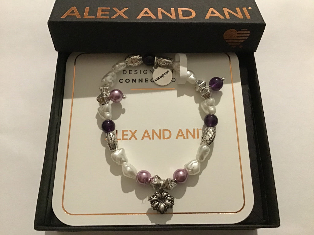 Alex and Ani Wildflower Beaded Charm Stretch Bracelet