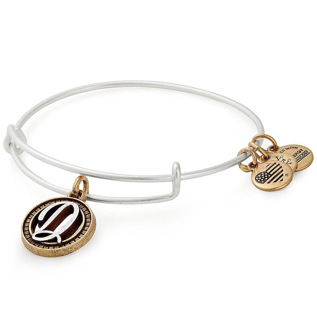 Alex and Ani Initial D Two-Tone Charm Bangle Bracelet - Rafaelian Gold and Silver Finish - A18EBINT04TTRS