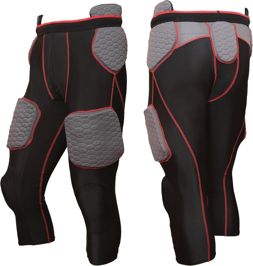 TAG TIG7A Adult 7-Piece Integrated Girdle - Extended Length Football Girdle for Knee Protection - Built-in Pads on Tailbone, Thighs, and Hips - Lightweight, Moisture-Wicking Fabric - X-Large