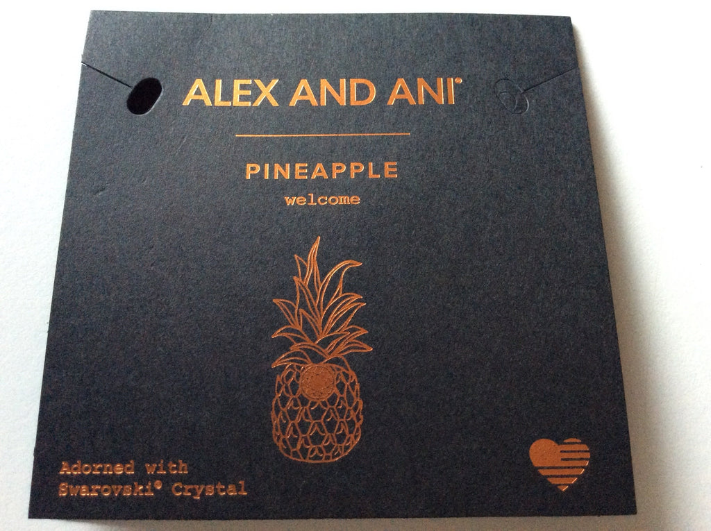 Alex and Ani Pineapple III Bangle Bracelet Rose Gold Tag Box Card
