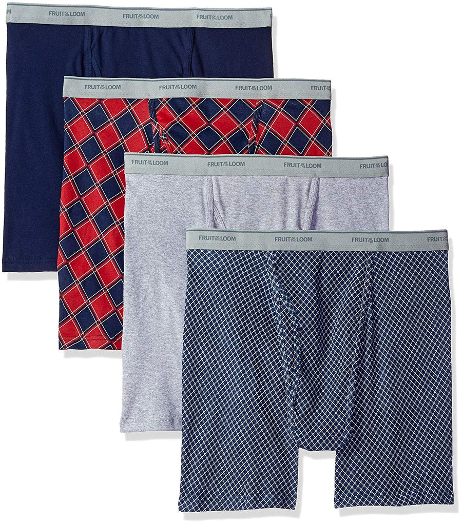Fruit of the Loom Men's No Ride Up Boxer Brief Multipacks, Colors may vary