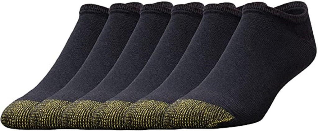 Gold Toe Men's Socks No Show 6-Pack Liner Breathable Soft Cotton Blend Slightly Irregular Slightly Irregular