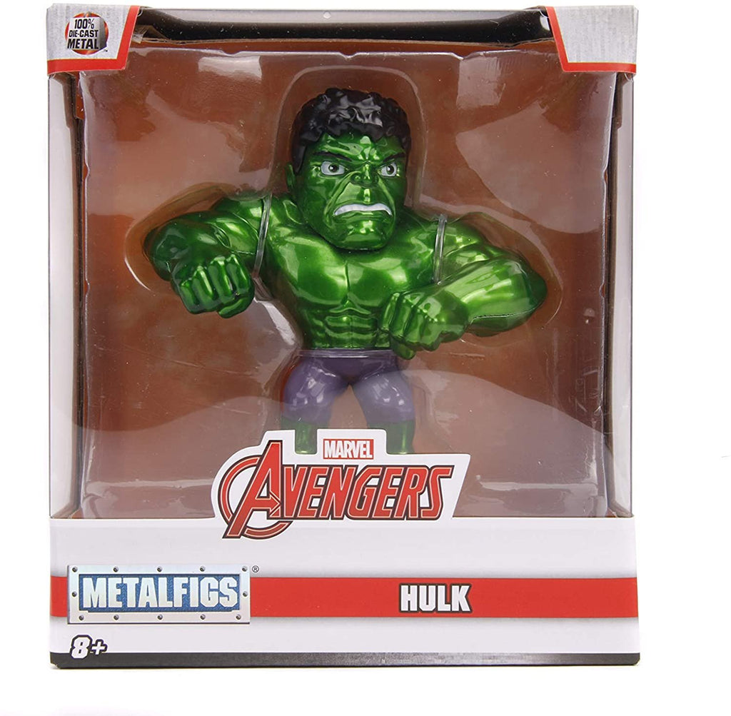 Jada Toys Metalfigs Marvel Avengers Hulk, 4" Die-Cast Collectible Figure, 100% Diecast Metal, Metallic Green