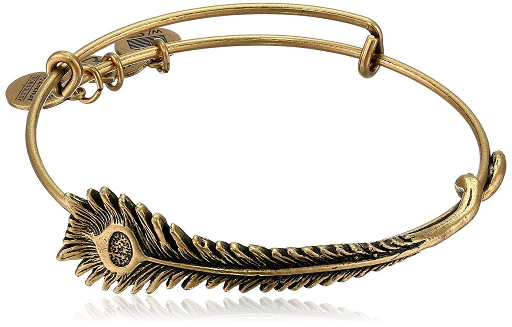 Alex and Ani Earth Sultry "Peacock Feather" Rafaelian Gold-Tone Bracelet, 7.75"