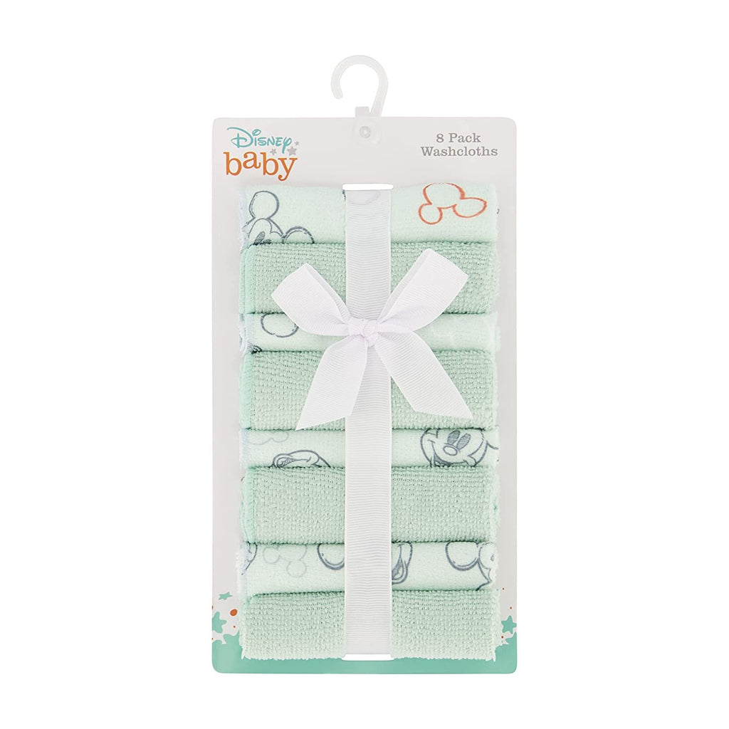 Cudlie Disney Baby Washcloths with Nursery Characters | 8 Pack of Kids Washcloths for Bath | Baby Shower Gifts and Baby Stuff for Newborns