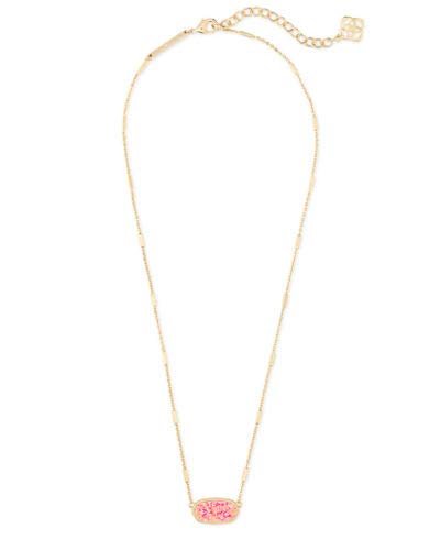 Kendra Scott Miley Oval Pendant Necklace in Hot Pink Kyocera Opal and Gold