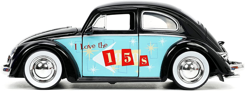 1959 Beetle Black I Love 50's Series 1/24 Diecast Car Model by Jada 31382